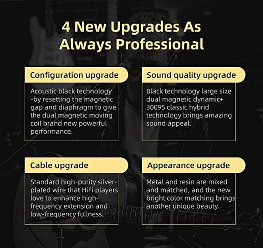 KZ ZSN PRO X Hifi in Ear Monitor IEM Headphones, 1BA 1DD Earbud Headphone Dual Driver Drummer Musician Earphone Stereo Headset with Removable C Pin Cable for Church (NO Mic, Dark Black)……