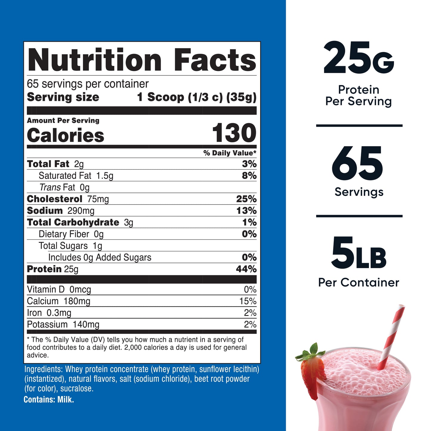 Whey Protein Concentrate Powder (Strawberry Milkshake) 5LBS - Protein Supplement