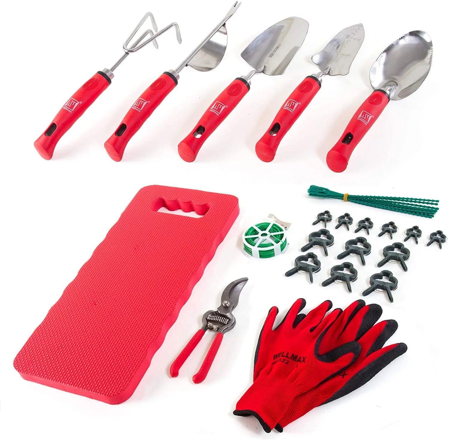 Garden Tools Set of 12 with Gardening Gloves, Pruning Shear and 7 Piece Stainless Steel Hand Digging Tool Heavy Duty Kit