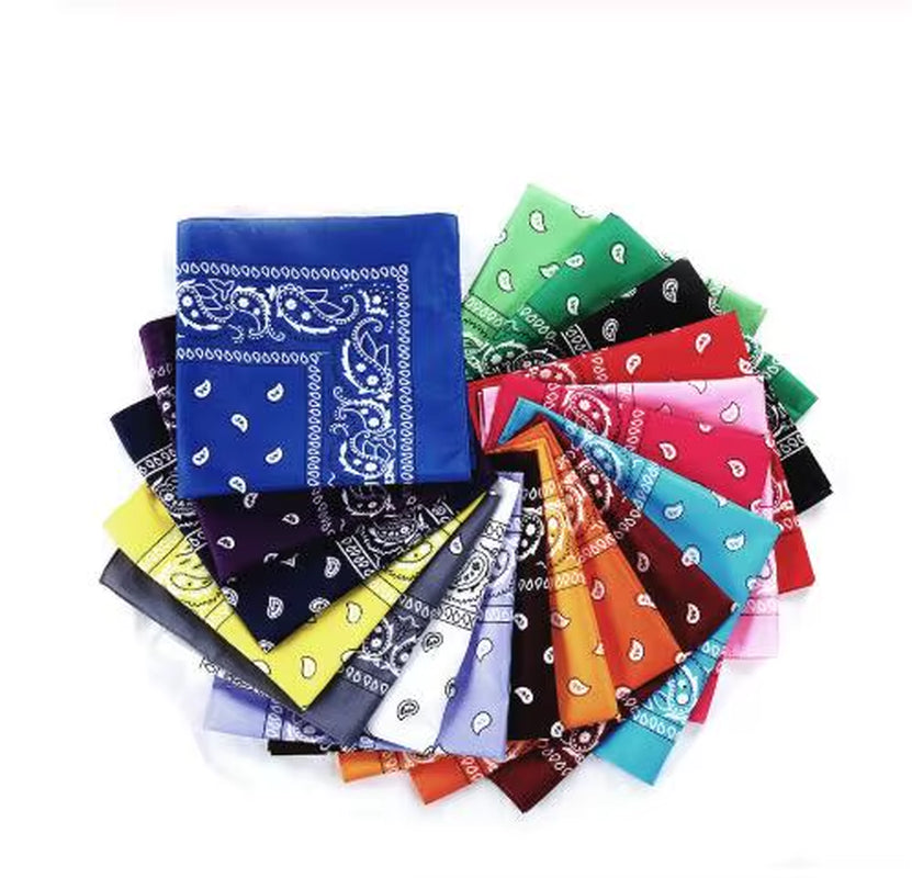 2024 Fashion Hip Hop Bandana Square Scarf 54Cm*54Cm Black Red Headband Printed for Women/Men/Boys/Girls