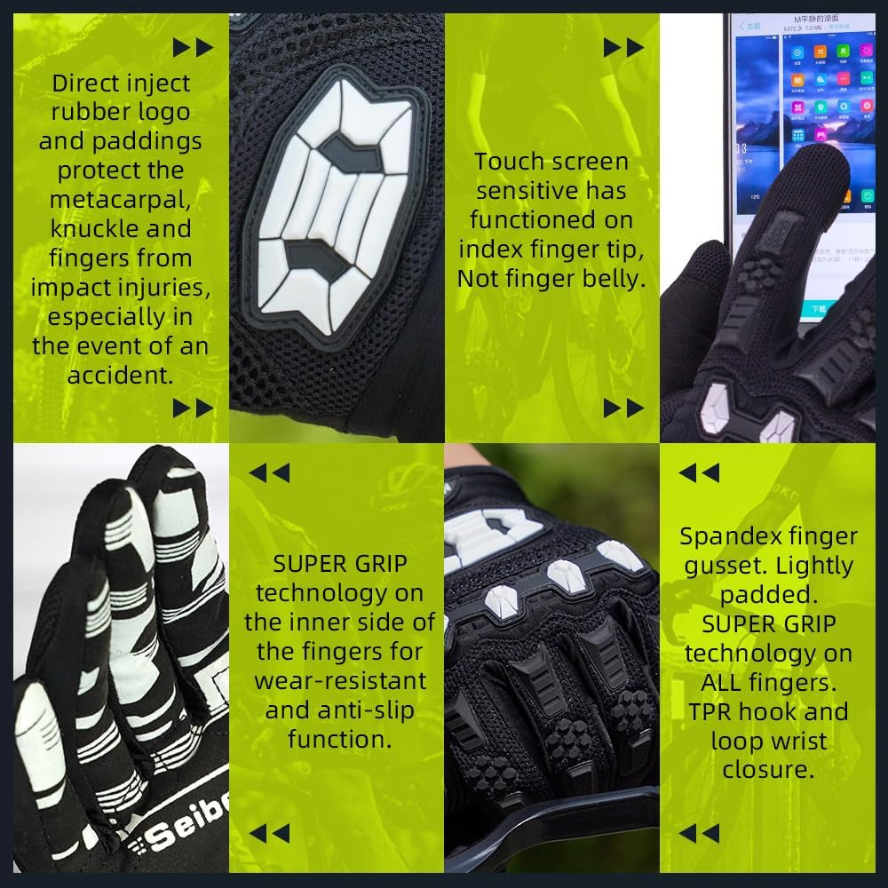 Unisex BMX MX ATV MTB Racing Mountain Bike Bicycle Cycling Off-Road/Dirt Bike Gloves Road Racing Motorcycle Motocross Sports Gloves Touch Recognition Full Finger Glove