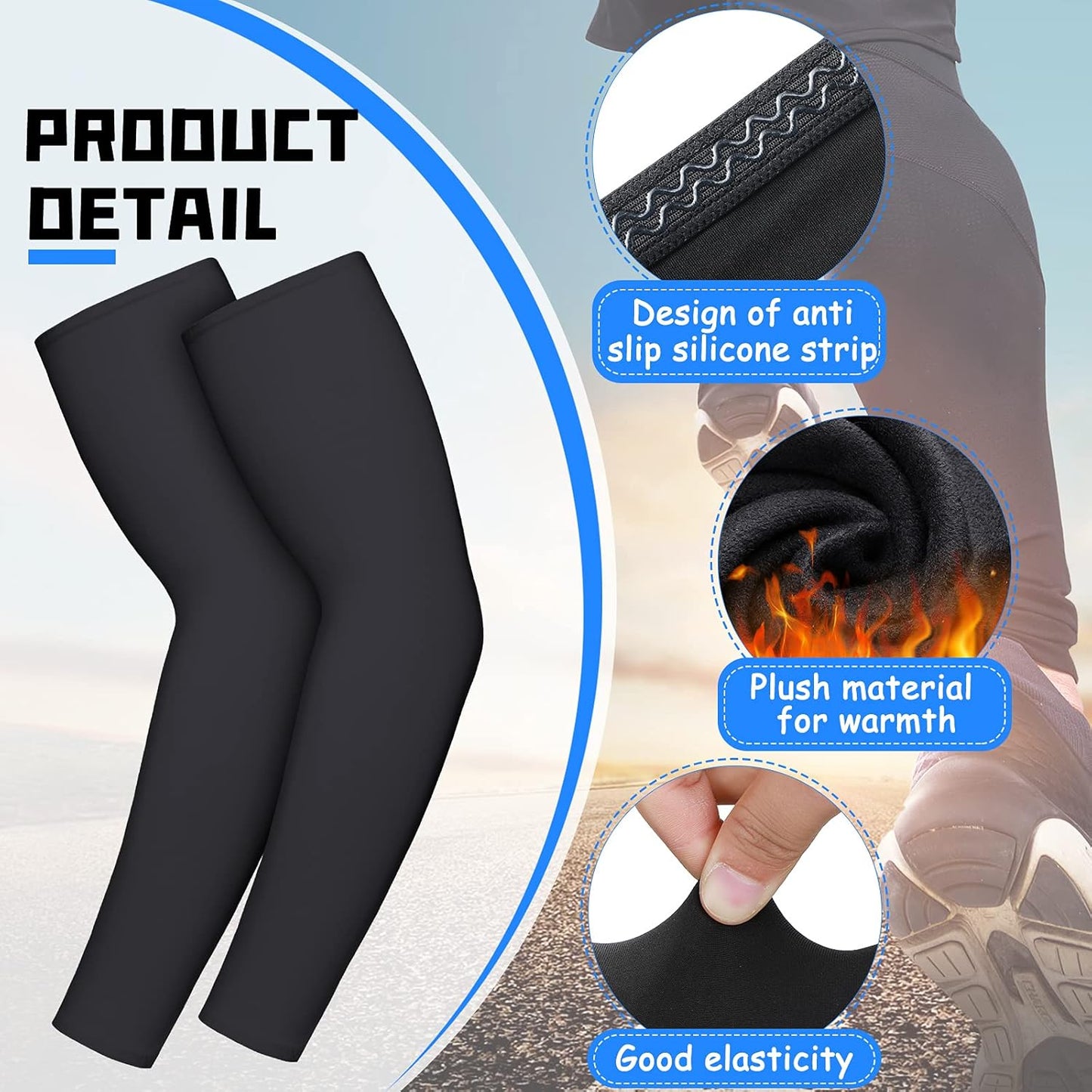 4 Pieces Thermal Arm Warmer Compression Arm Sleeve for Men Women Winter Outdoor Activities Cycling Basketball Running