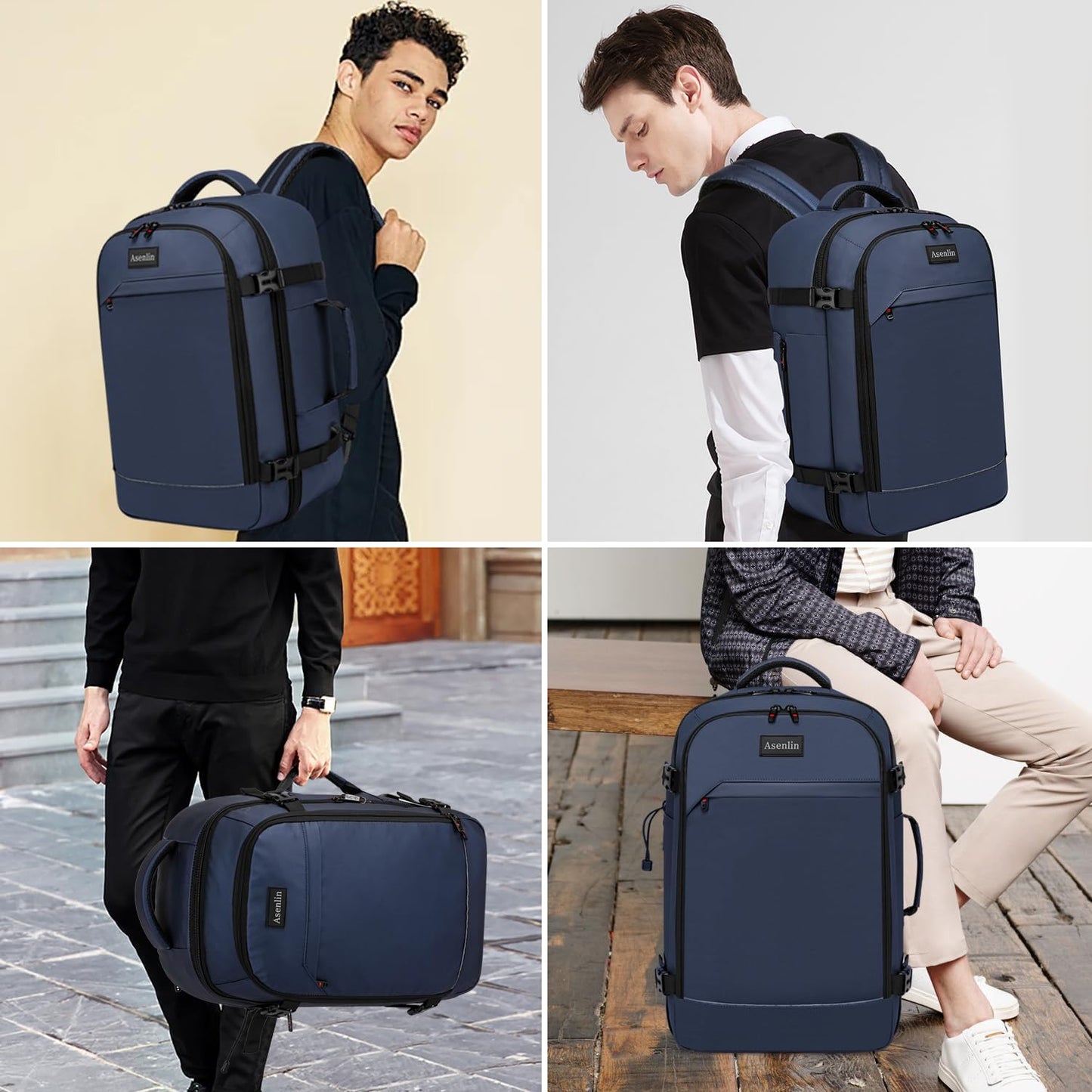 18 Inch Travel Laptop Backpack for Women Men，Business Travel Backpack Fit Flight Approved Water Resistant Computer Backpack Suitcase Backpack Black