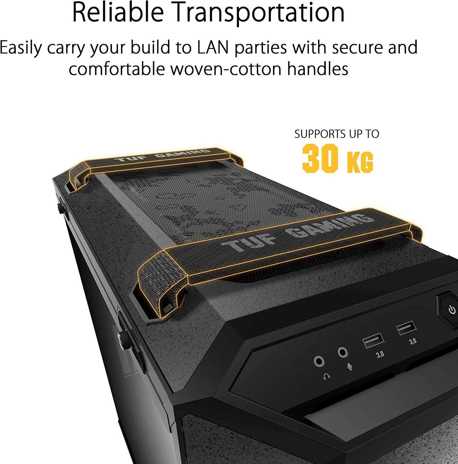 TUF Gaming GT501 Mid-Tower Gaming Case, EATX Support, Pre-Installed 4 Case Fans, USB 3.0 Front Panel, Smoked Tempered Glass, Steel Construction