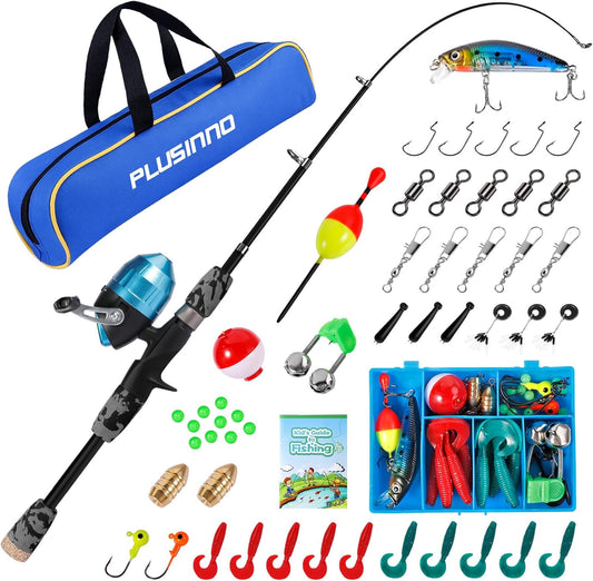 Kids Fishing Pole with Spincast Reel Telescopic Fishing Rod Combo Full Kits for Boys, Girls, and Adults