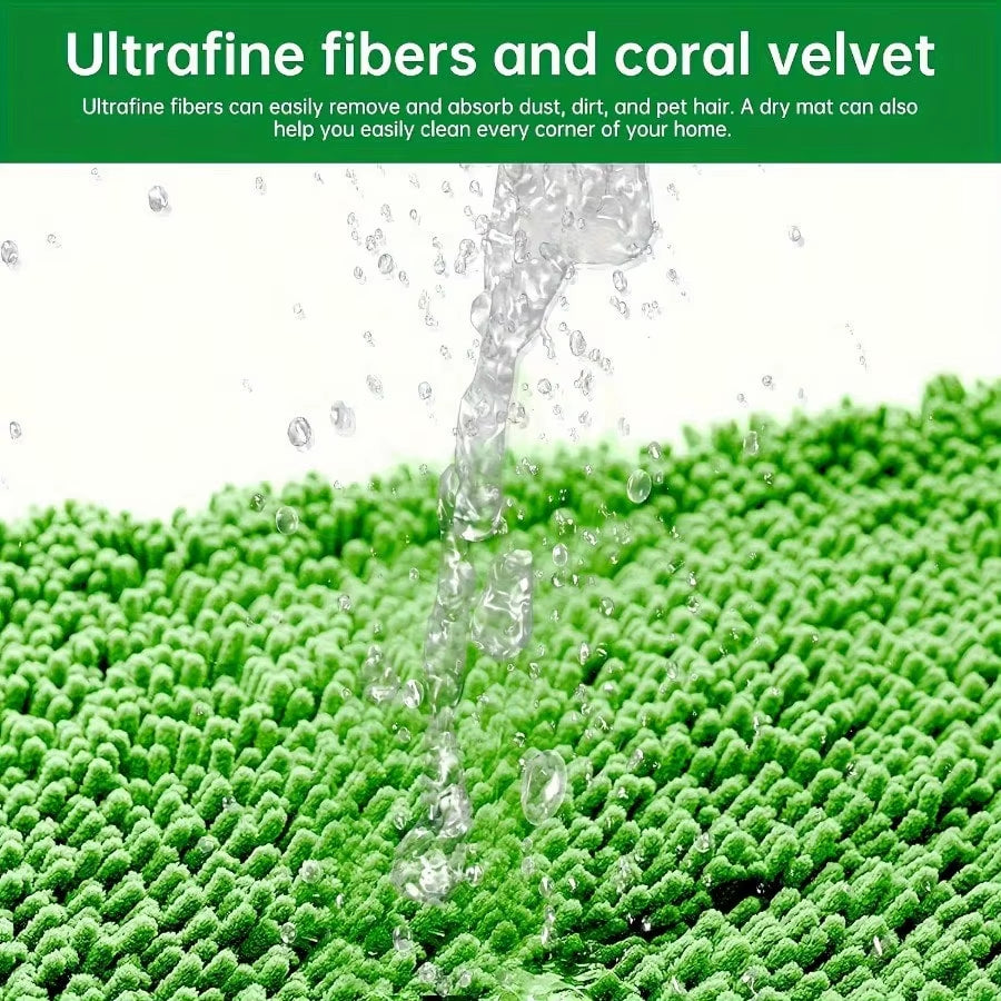 4 Green/White/Gray Mop Cloths, Mop Head Replacement Cloth, Suitable for Flat Cleaning, Wet and Dry Mop Dual-Use