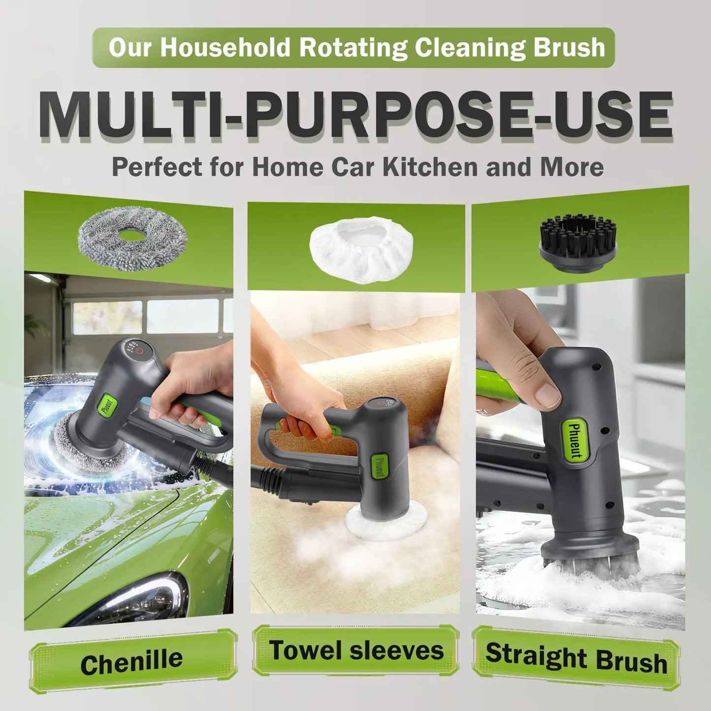 Pressurized Handheld Steam Cleaner & Rechargeable Spin Scrubber