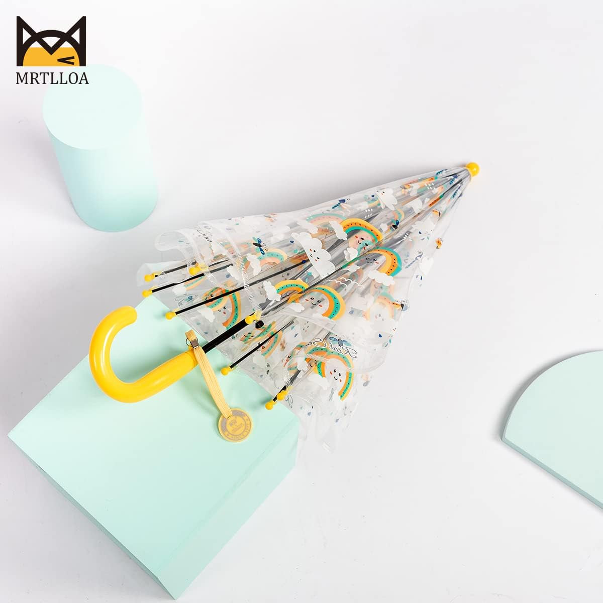 Kids Clear Bubble Umbrella with an Easy Grip Curved Handle, Safety Transparent Dome Bubble Umbrella for Toddler Boys Girls