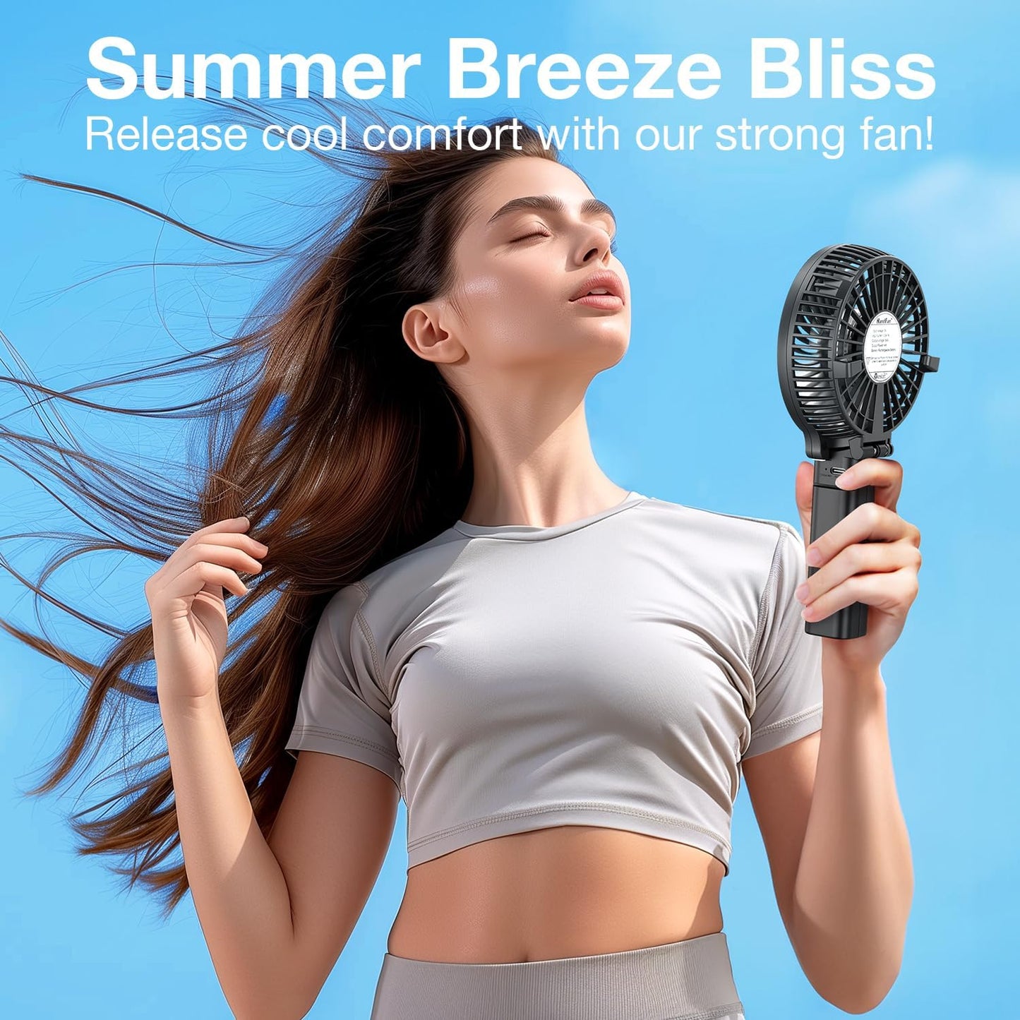 Portable Handheld Fan, Powerful+Durable+4000Mah+180° Foldable, Mini Table Fans with USB Rechargeable Battery Operated Cooling Accessories for Personal Use, Travel, Office Black