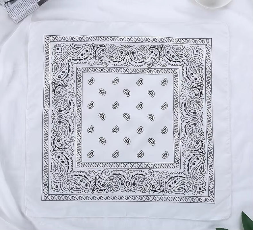 2024 Fashion Hip Hop Bandana Square Scarf 54Cm*54Cm Black Red Headband Printed for Women/Men/Boys/Girls