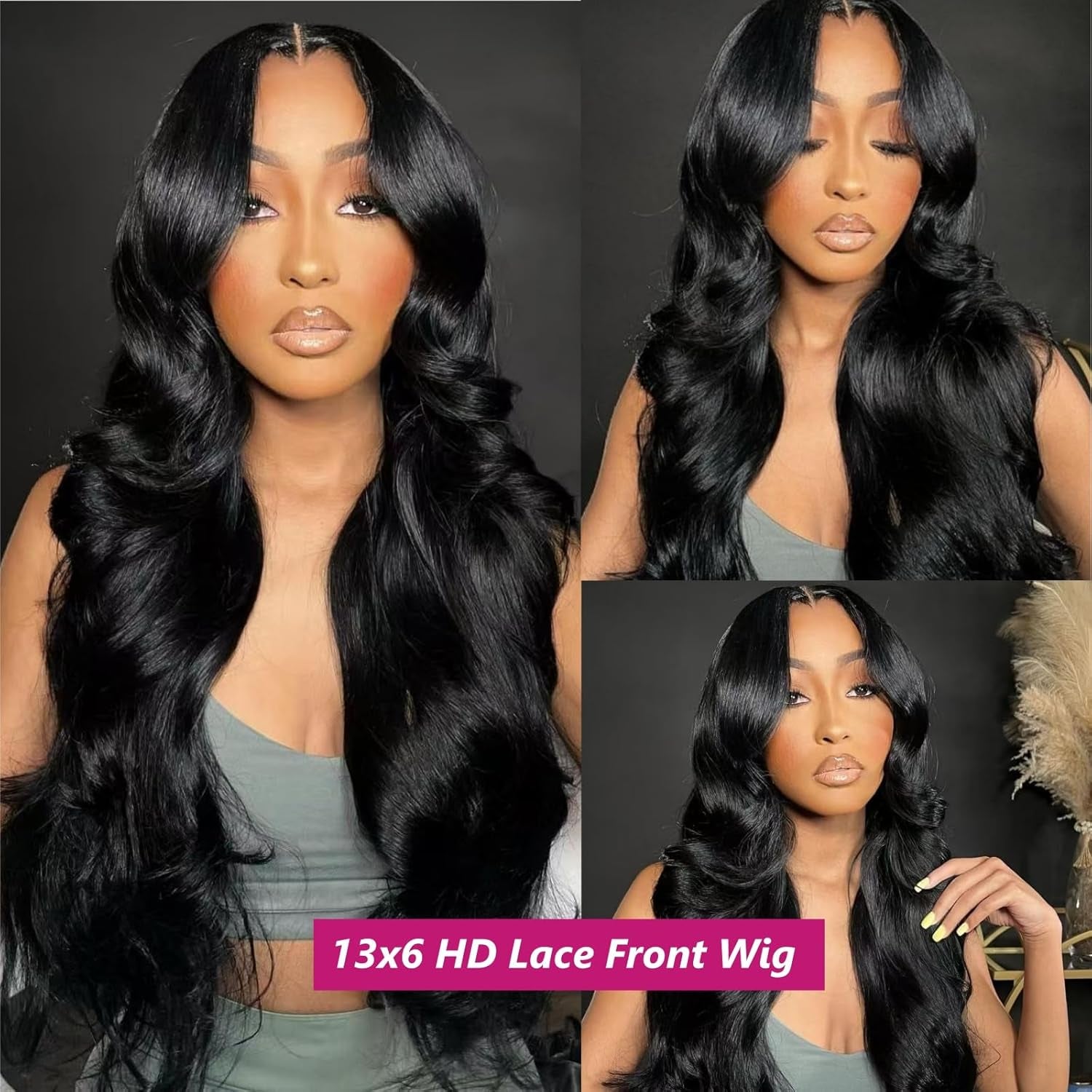 13X6 Lace Front Wigs Human Hair 200 Density Body Wave HD Lace Front Wigs Human Hair 13X6 HD Lace Frontal Glueless Wigs Human Hair Pre Plucked Brazilian Virgin Wig for Women (28 Inch)