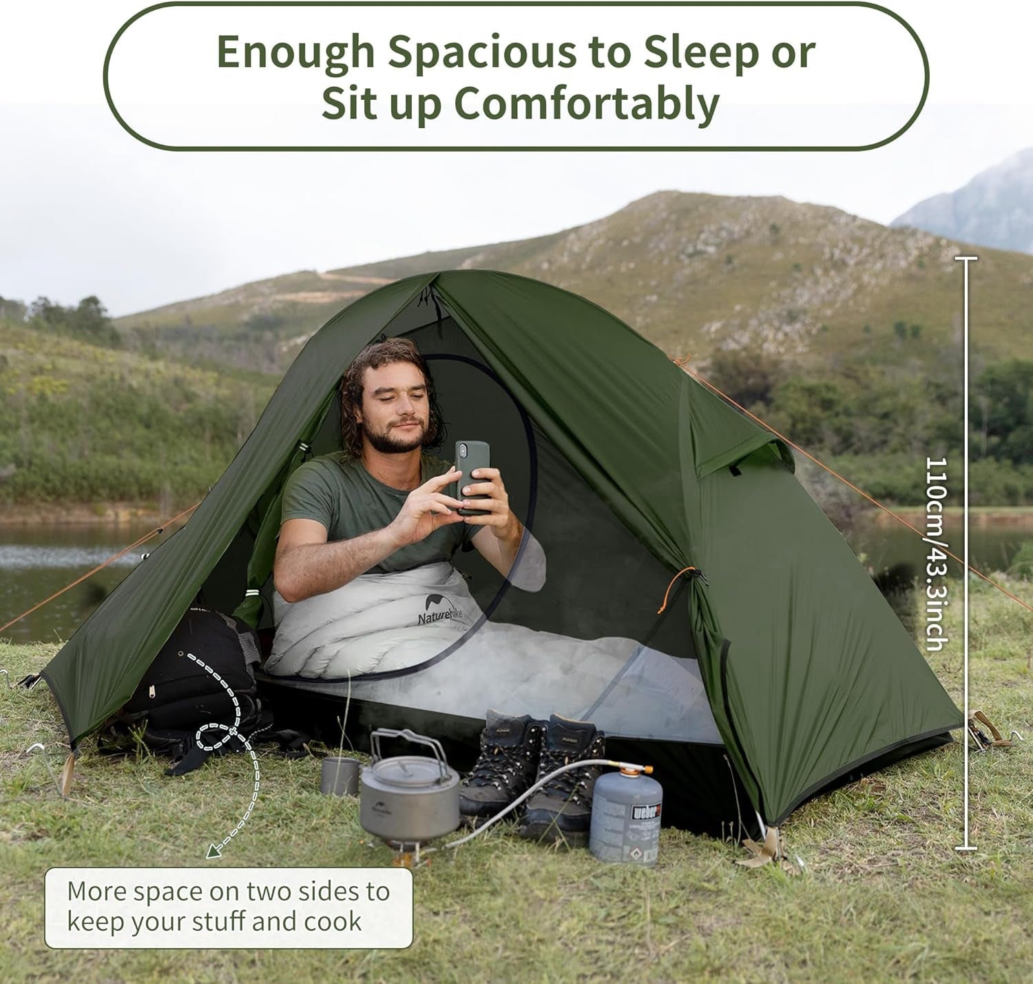 Bikepacking 1 Person Tent, Waterproof Easy Set up Free Standing Single Person Tent, Lightweight Backpacking Tents for Camping, One Person Tents with Footprint Included