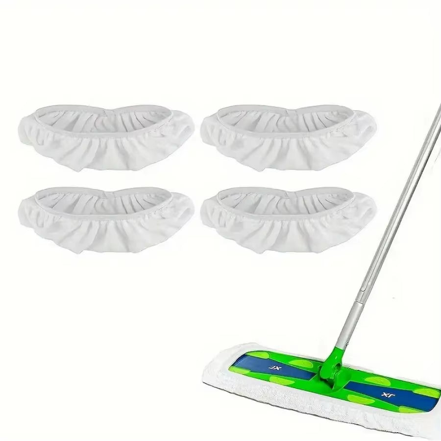 4 Green/White/Gray Mop Cloths, Mop Head Replacement Cloth, Suitable for Flat Cleaning, Wet and Dry Mop Dual-Use