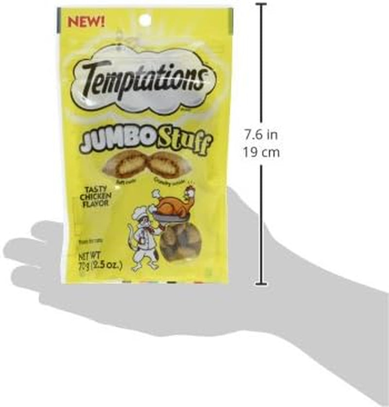 Jumbo Stuffed Cat Treats, Crunchy and Soft Cat Treats, Tasty Chicken Flavor, 2.5 Oz. Pouch (Pack of 12)