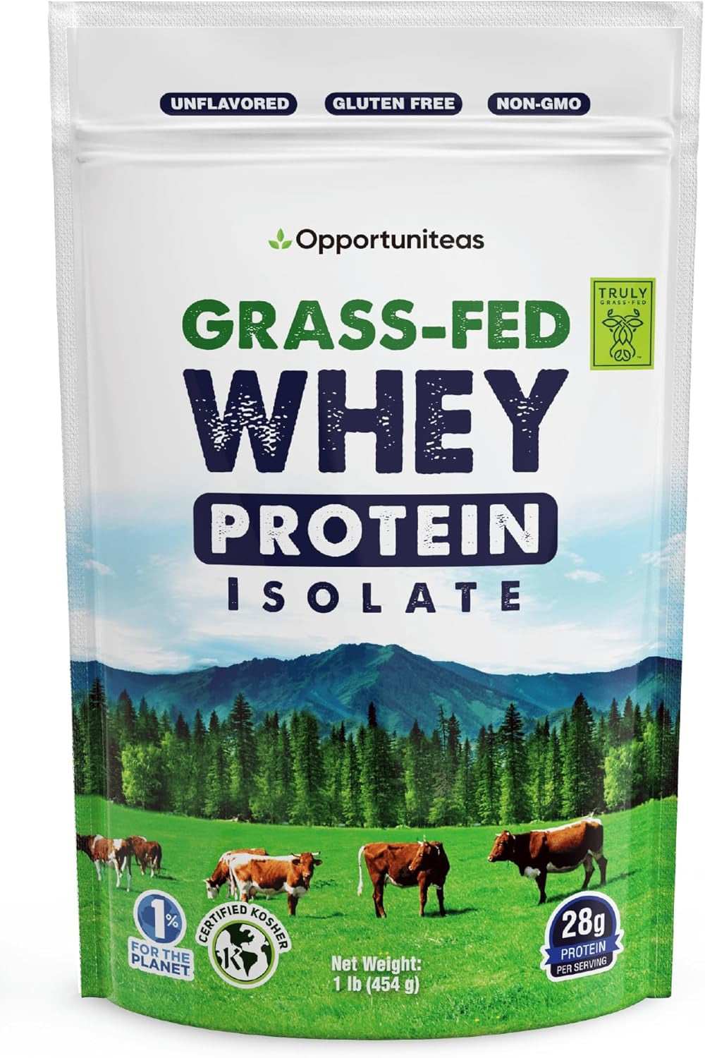 Grass Fed Whey Isolate Protein Powder – Unflavored, Heavy-Metal Tested, 28G Protein, Sourced from Ireland, Hormone-Free, Non-Gmo, Packaged in USA – 1Lb