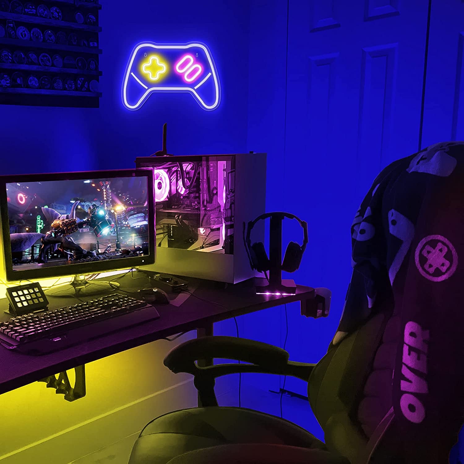 Game Controller Neon Signs - Gamepad Shaped LED Neon Light for Video/Pc Gamer, Streamers - Gaming Console Night Light with On/Off Switch for Wall, Bedroom, Game Room