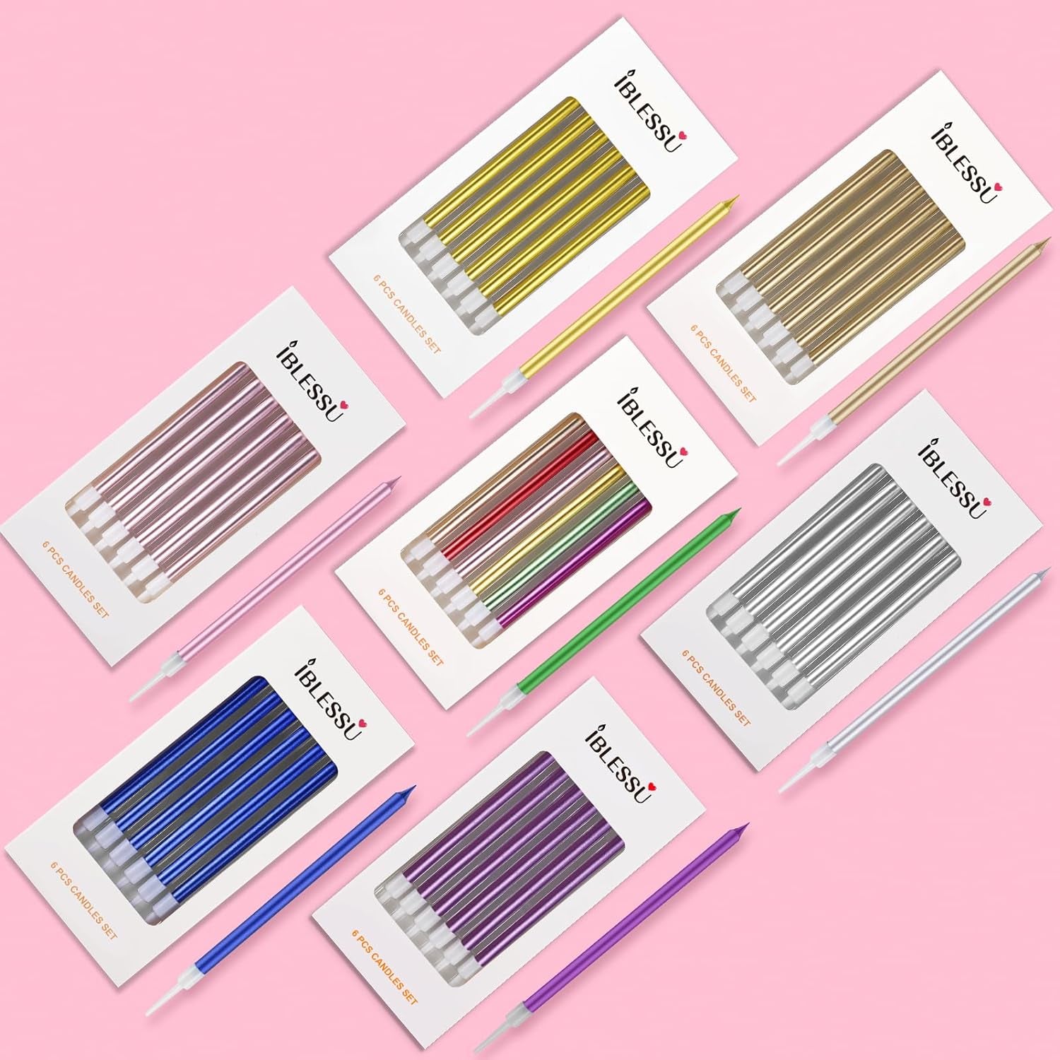 48 - Count Birthday Candles Long Thin Cake Candles - Birthday Candles, Birthday Parties, Wedding Decorations, Party Candles (Colorful)