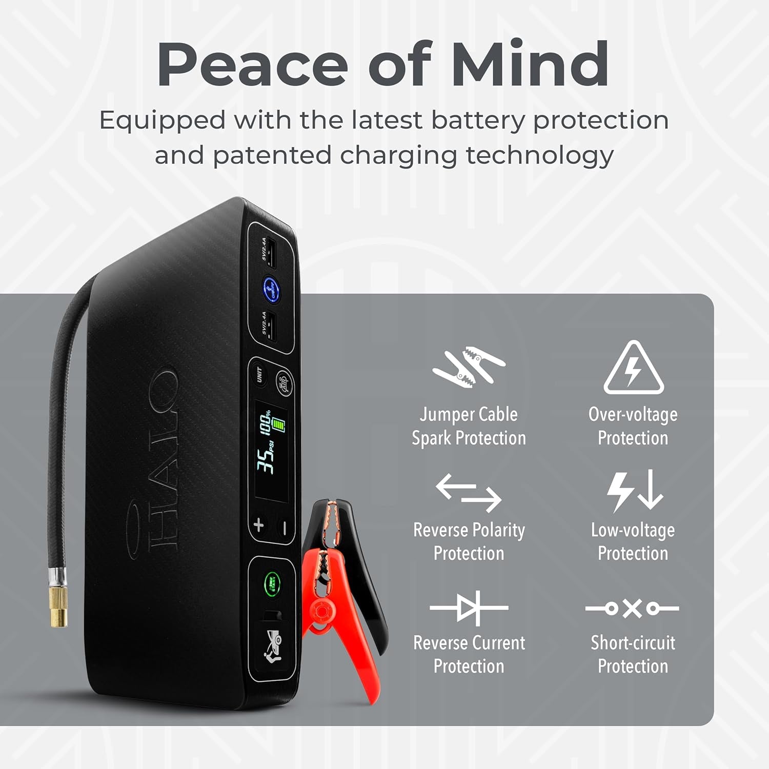 Bolt Air 58830 Portable Car Battery Jump Starter | 100 PSI Air Compressor, 58.8Wh USB Power Bank, Emergency Floodlight & Charger, Jumps Cars Suvs & Trucks, Inflates Tires, TSA Approved — Black