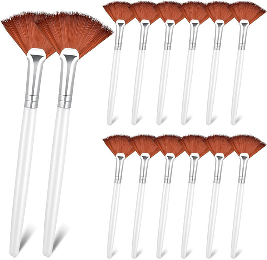 14 Pieces Fan Brushes Applicator, Mask Brushes for Facial Makeup Tools for Face Cosmetic(Brown)