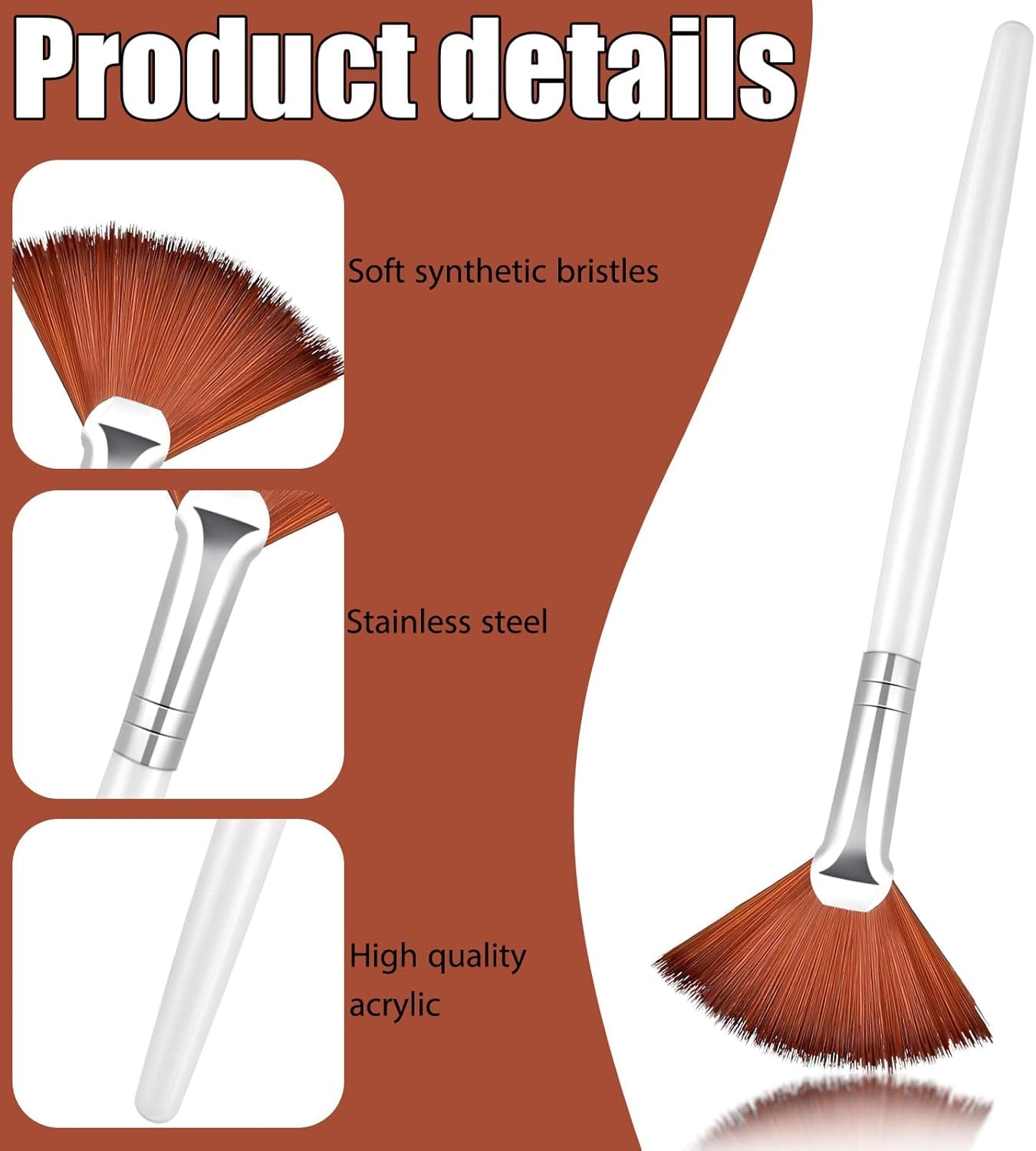 14 Pieces Fan Brushes Applicator, Mask Brushes for Facial Makeup Tools for Face Cosmetic(Brown)