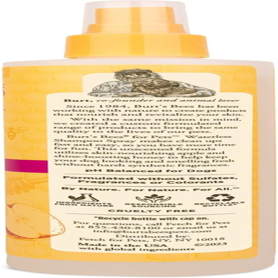 Waterless Shampoo Spray for Dogs, Apple & Honey, No-Rinse Dry Dog Shampoo for All Dogs and Puppies, Ph Balanced, No Sulfates, Parabens, Phthalates, 10 Fl Oz