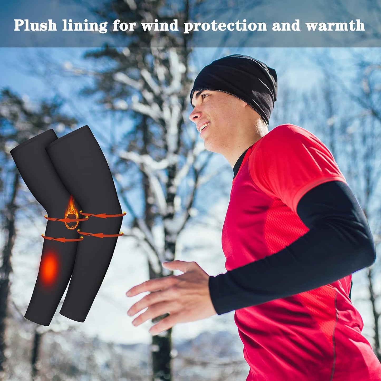 4 Pieces Thermal Arm Warmer Compression Arm Sleeve for Men Women Winter Outdoor Activities Cycling Basketball Running