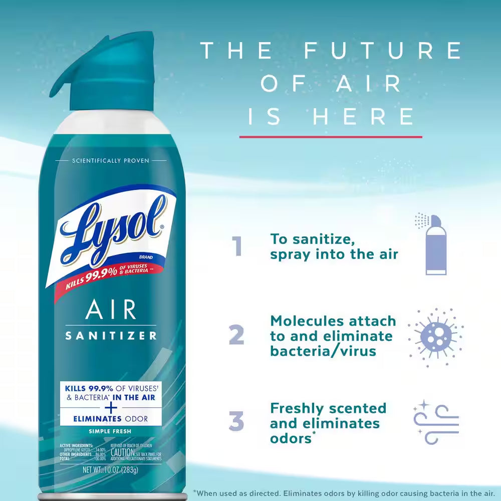 Air Sanitizer Spray, for Air Sanitization and Odor Elimination, Simple Fresh, 10 Fl. Oz