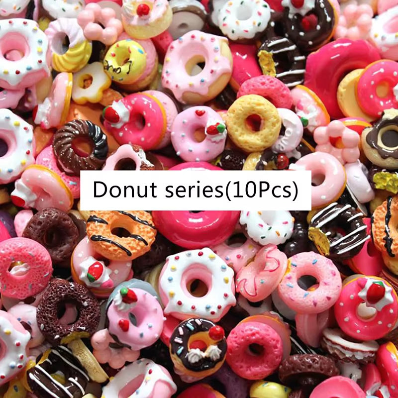 10Pcs Mini Candy Donut Bread Doll Food Scale Dollhouse Miniature Cake Accessories Home Craft Decor Cake Kids Kitchen Toys Gift