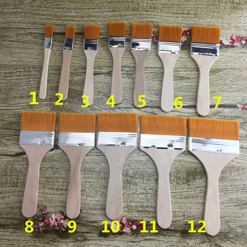 1PC Nylon Paint Brush Different Size Wooden Handle Watercolor Brushes for Acrylic Oil Painting School Art Supplies