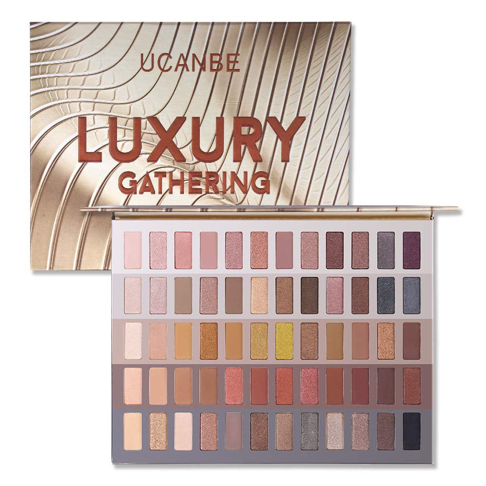 Luxury Gathering Neutral Eyeshadow Makeup Palette, Naked Shimmer Matte Metallic Glitter Subtle Eyes Shadow,High Pigmented Nudes Creamy Smokey Pallet Set