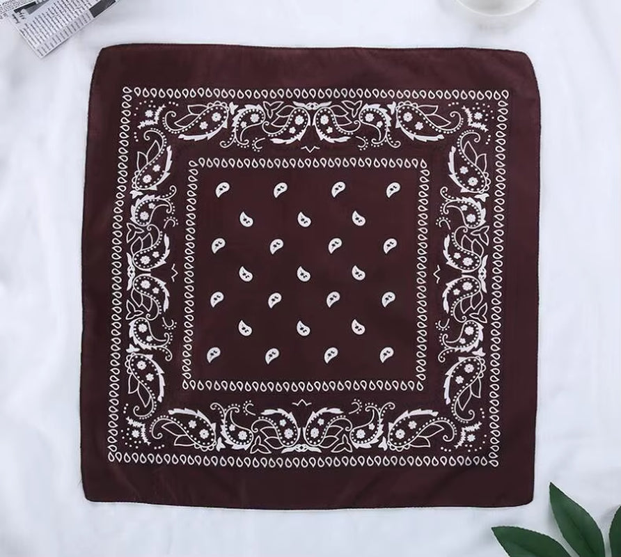 2024 Fashion Hip Hop Bandana Square Scarf 54Cm*54Cm Black Red Headband Printed for Women/Men/Boys/Girls