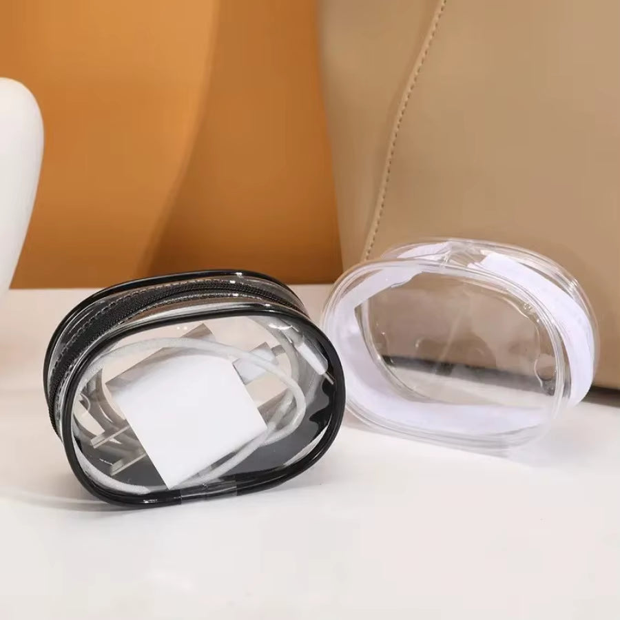 1 Piece Black/White Charger Storage Bag, Compact Design, Perfect for Headphones, Chargers, and Travel Accessories