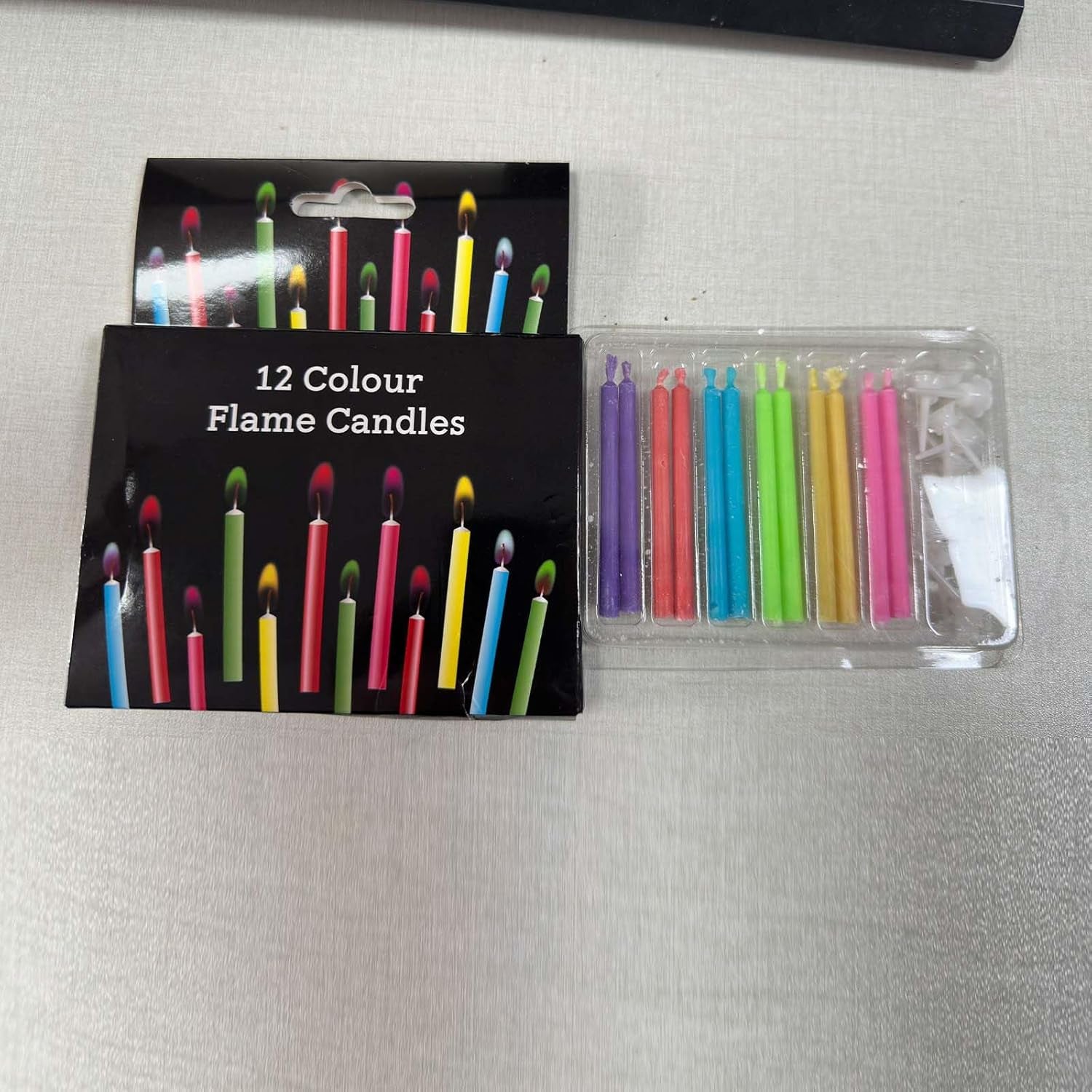 Colorflame Multicolor Birthday Cake Candles Happy Birthday Candles Colorful Candles Holders Party Gathering, Unscented (12Pcs)