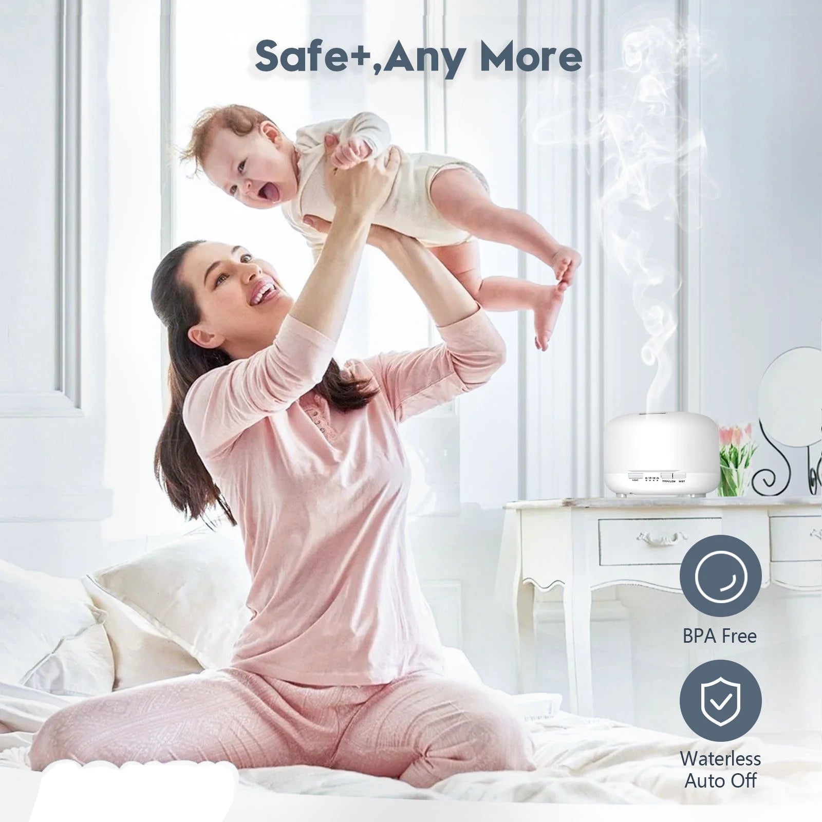 500Ml Essential Oil Diffuser with 6*10Ml Essential Oils Set, Flower Aromatherapy Diffusers with Remote Control, Oil Air Humidifier Vaporizer for Large Room Bedroom Office