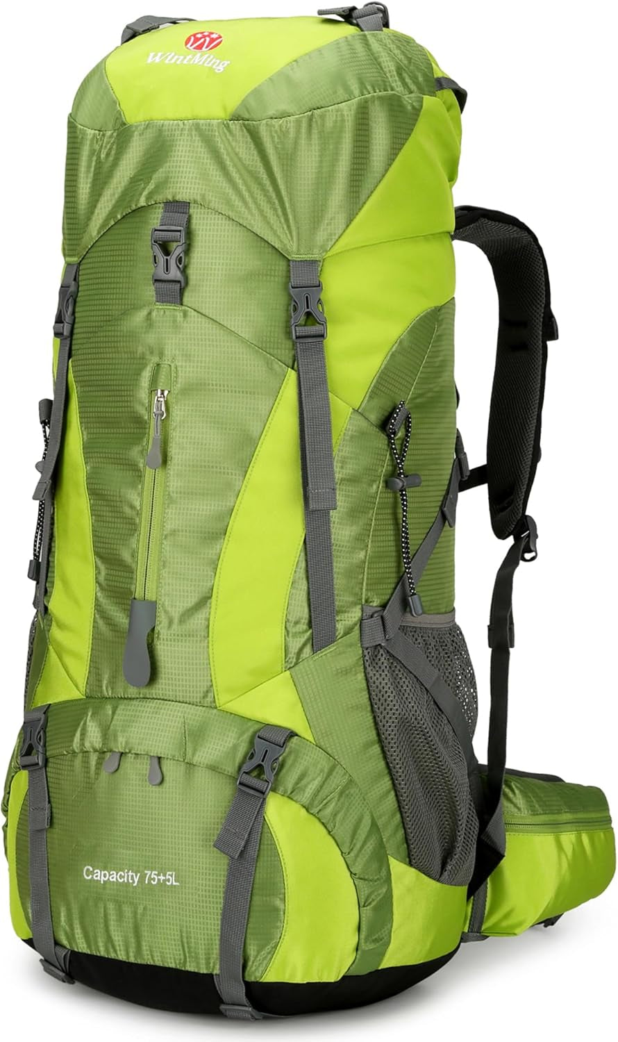 75L Hiking Backpack with Rain Cover Waterproof Camping Backpack Shoes Warehouse for Men Women, Frameless