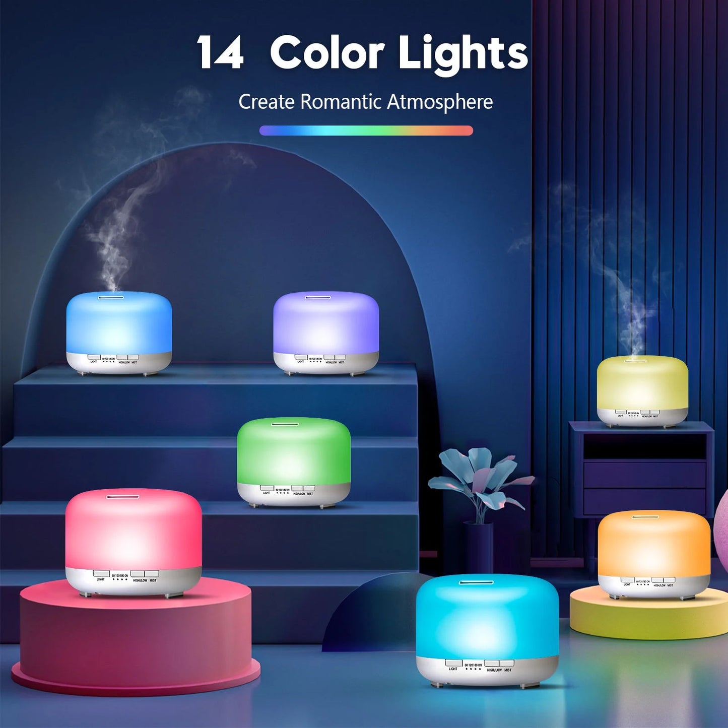 500Ml Essential Oil Diffuser with 6*10Ml Essential Oils Set, Flower Aromatherapy Diffusers with Remote Control, Oil Air Humidifier Vaporizer for Large Room Bedroom Office