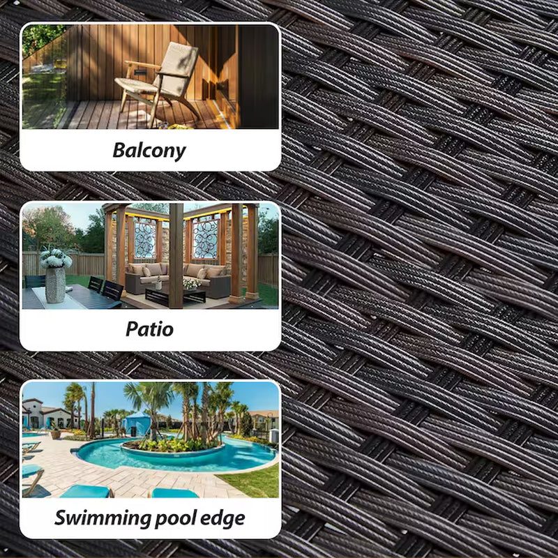 7 -Piece Rattan Patio Conversation Set with Blue Cushions