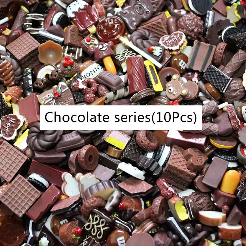 10Pcs Mini Candy Donut Bread Doll Food Scale Dollhouse Miniature Cake Accessories Home Craft Decor Cake Kids Kitchen Toys Gift