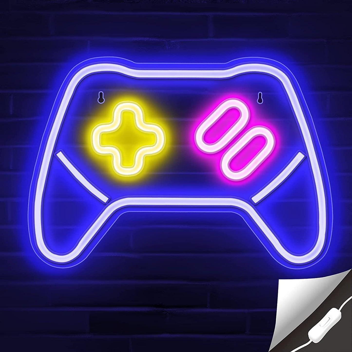 Game Controller Neon Signs - Gamepad Shaped LED Neon Light for Video/Pc Gamer, Streamers - Gaming Console Night Light with On/Off Switch for Wall, Bedroom, Game Room
