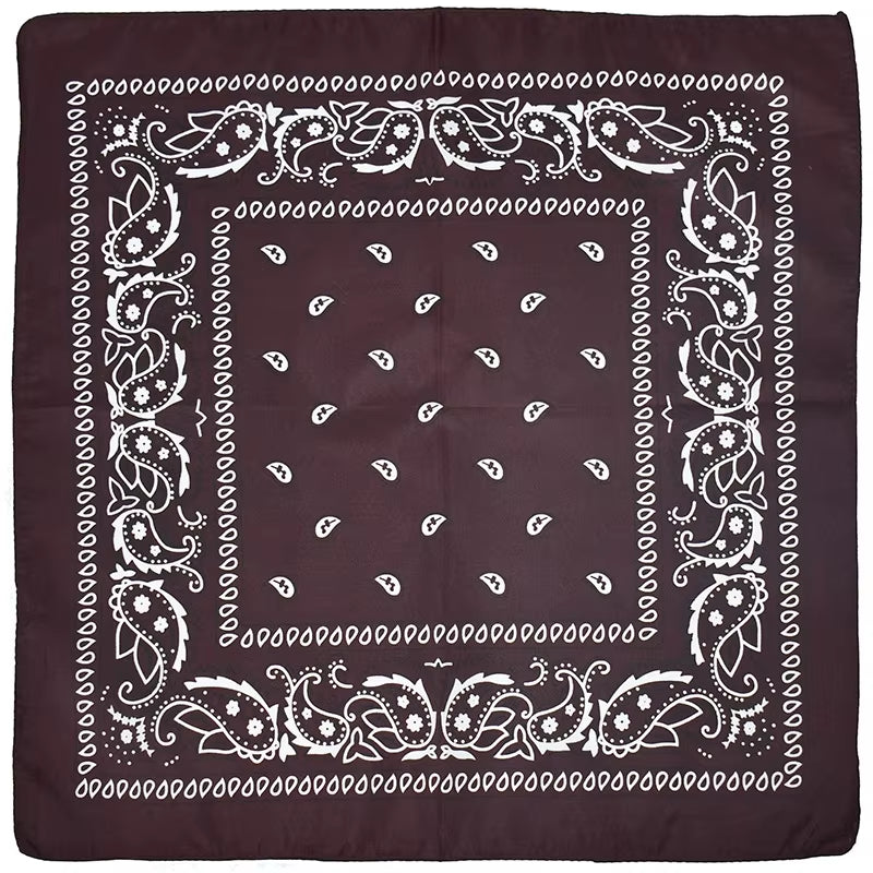 2024 Fashion Hip Hop Bandana Square Scarf 54Cm*54Cm Black Red Headband Printed for Women/Men/Boys/Girls