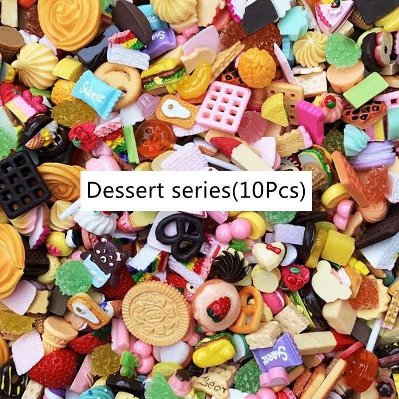 10Pcs Mini Candy Donut Bread Doll Food Scale Dollhouse Miniature Cake Accessories Home Craft Decor Cake Kids Kitchen Toys Gift