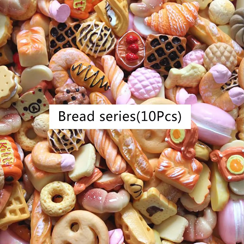 10Pcs Mini Candy Donut Bread Doll Food Scale Dollhouse Miniature Cake Accessories Home Craft Decor Cake Kids Kitchen Toys Gift