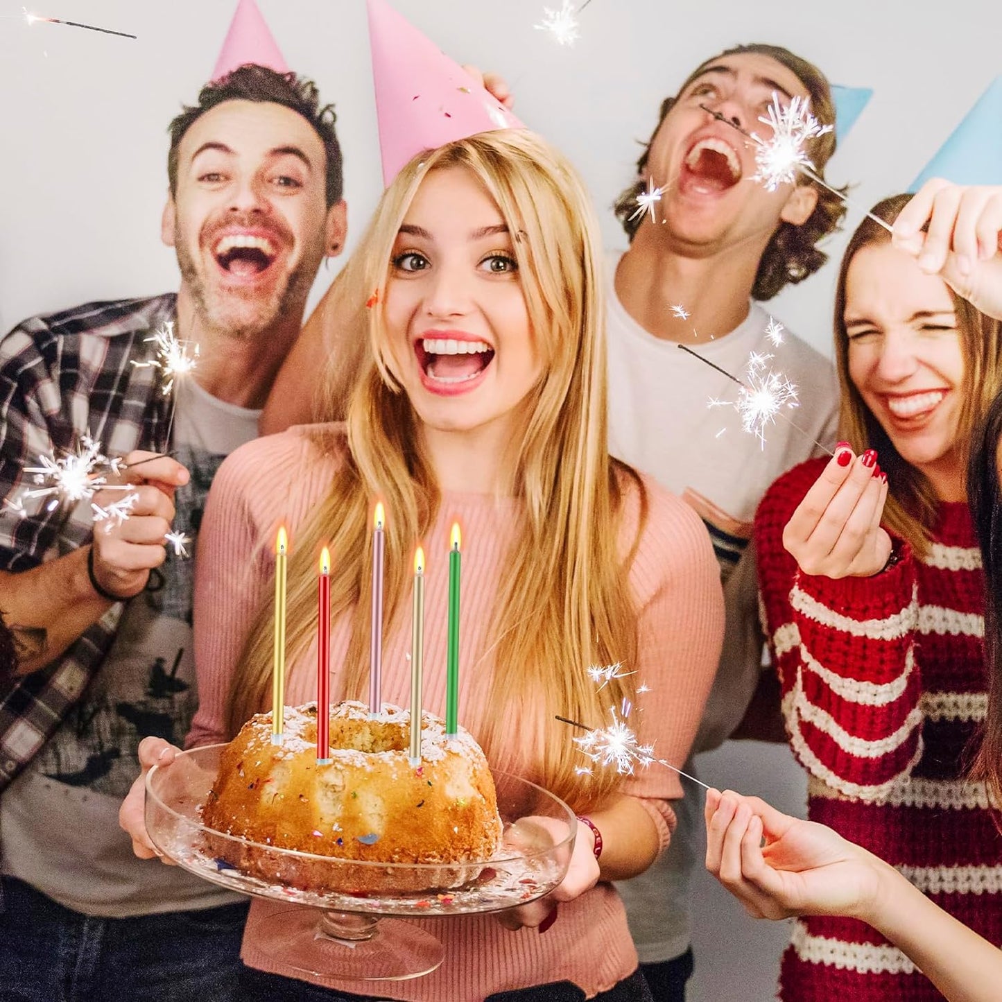 48 - Count Birthday Candles Long Thin Cake Candles - Birthday Candles, Birthday Parties, Wedding Decorations, Party Candles (Colorful)