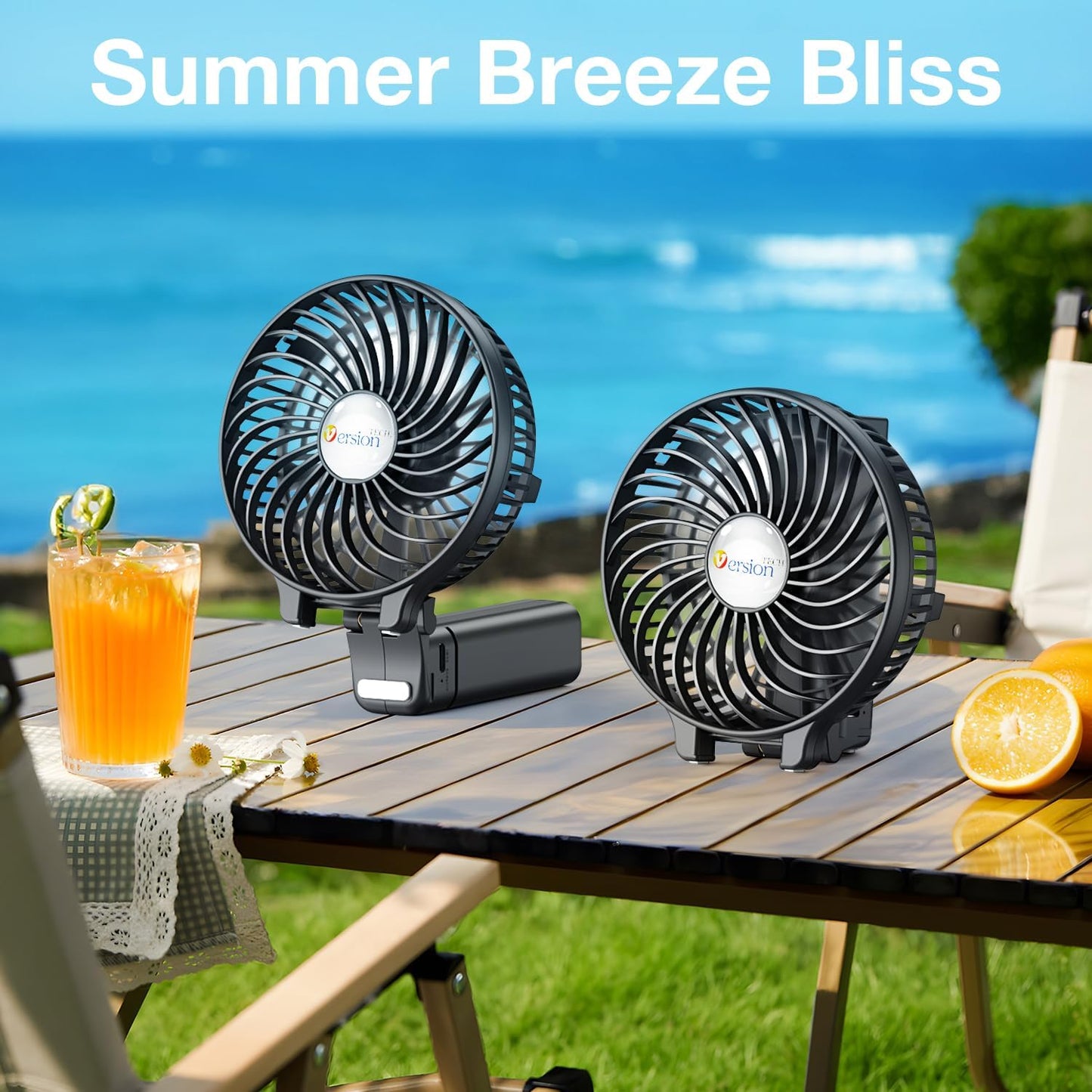 Portable Handheld Fan, Powerful+Durable+4000Mah+180° Foldable, Mini Table Fans with USB Rechargeable Battery Operated Cooling Accessories for Personal Use, Travel, Office Black