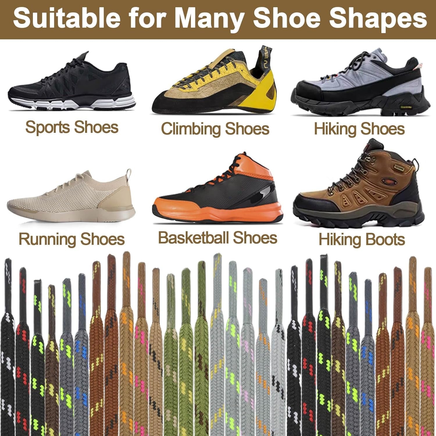 2 Pair Work Boot Laces Outdoor Mountaineering Hiking Walking Shoelaces