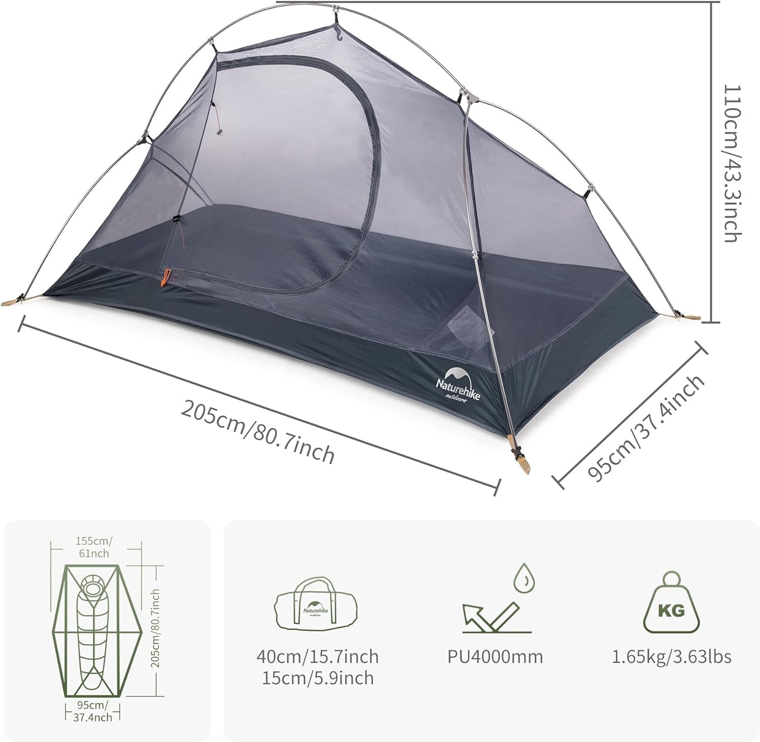 Bikepacking 1 Person Tent, Waterproof Easy Set up Free Standing Single Person Tent, Lightweight Backpacking Tents for Camping, One Person Tents with Footprint Included