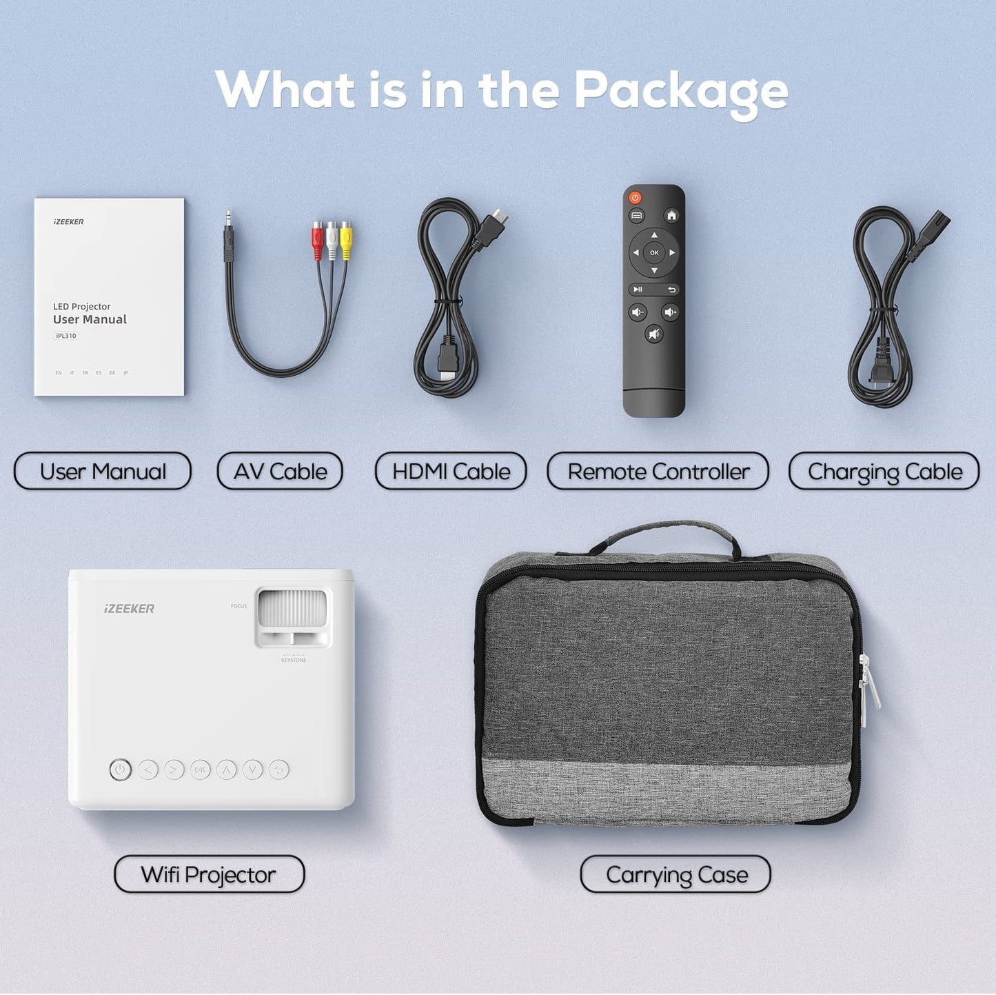 4K Projectors with Wifi and Bluetooth ,Native 1080P Projection,9000 Lumens,With Carry Bag