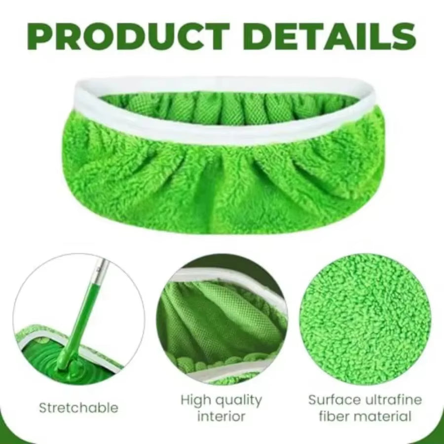 4 Piece Green Mop Cloth, Washable and Interchangeable, Suitable for Surface/Hardwood Floor Cleaning, Does Not Include Mop