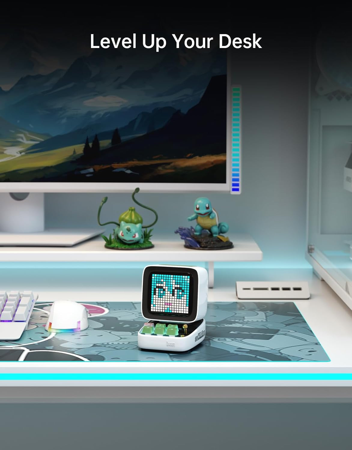 Ditoo Pro Retro Pixel Art Game Bluetooth Speaker with 16X16 LED App Controlled Front Screen (White)