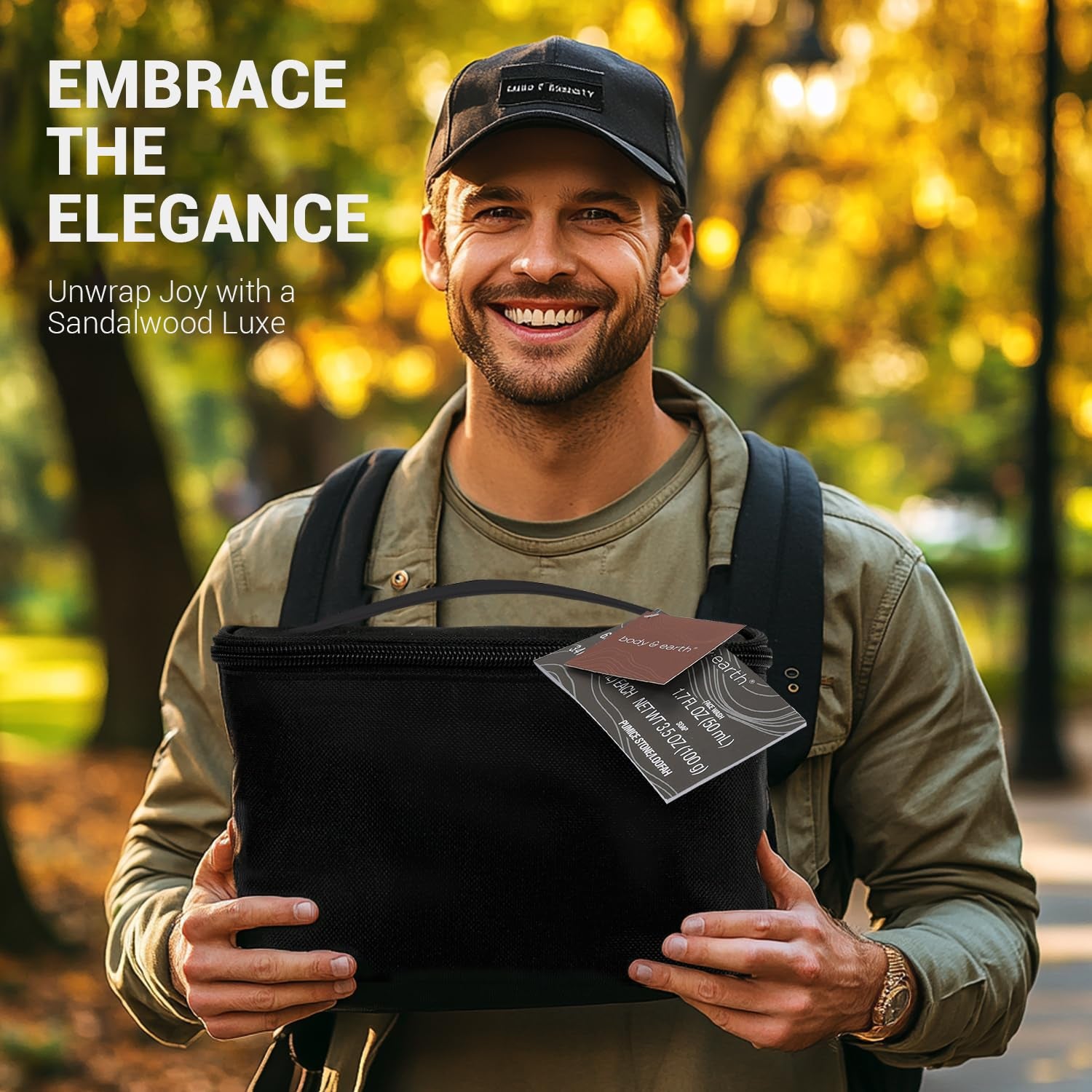 Bath and Body Wash Sets for Men - 8Pcs Spa Baskets Mens Birthday Gifts Sandalwood, Self Care Kit, Husband Men Father'S Day Gifts